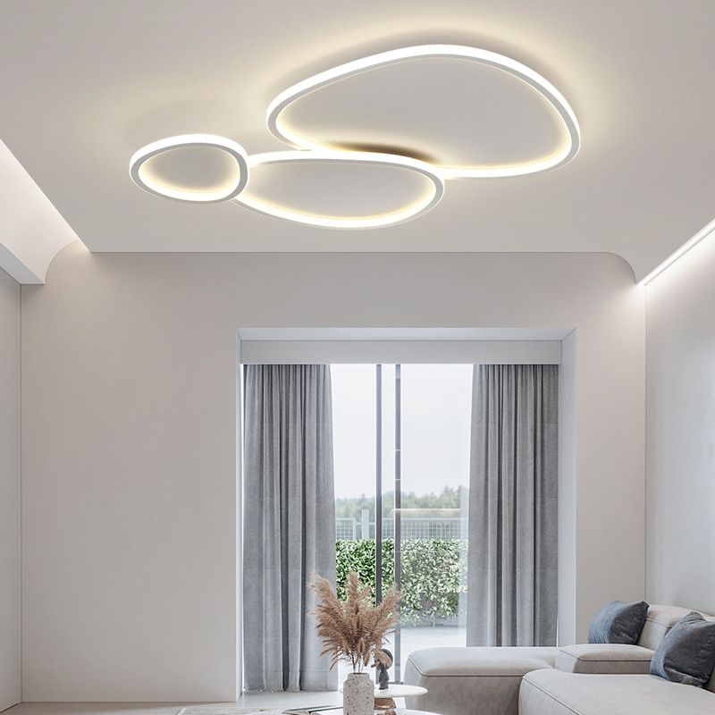 White Circular Flush Mount in Modern Minimalist Acrylic LED Ceiling Light for Bedroom