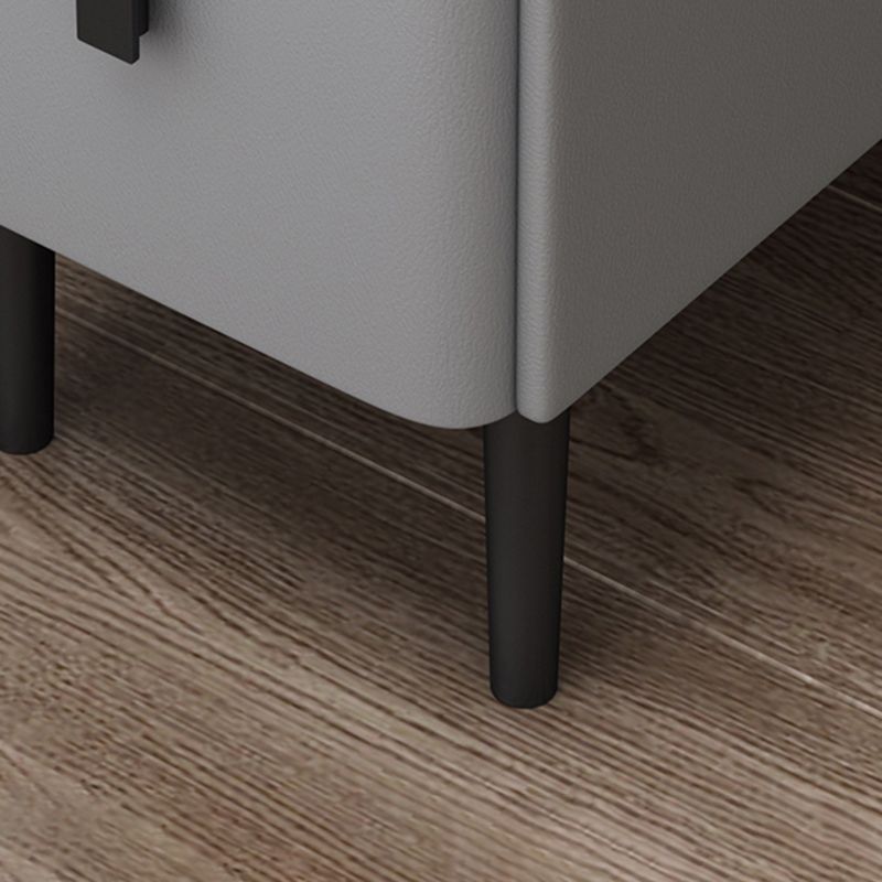 Two Drawer Nightstand 16-inch Groove-door Modern 4 Legs Night Table
