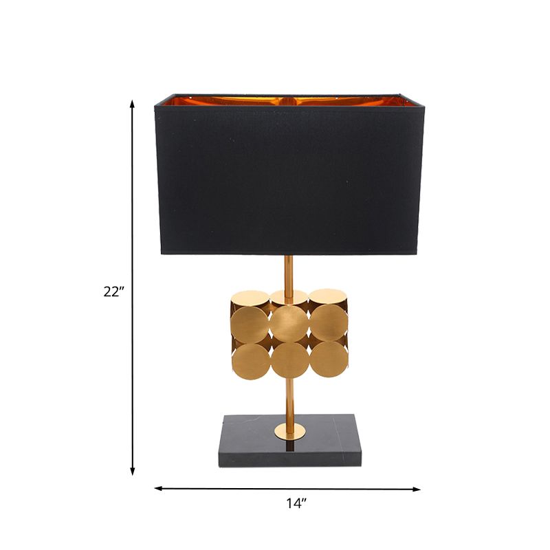 Rectangle Metal Nightstand Light Modernist 1 Light Black Fabric Desk Lamp for Bedroom