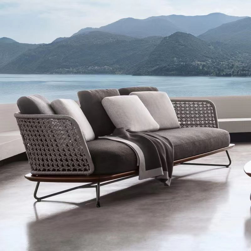 Contemporary Gray Cushion Outdoor Sofa UV Resistant Patio Sofa