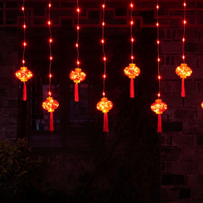 Modern Chinese Rope Light Lantern Curtain Light for Spring Festival Decorate