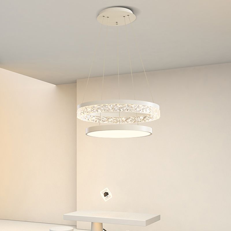 Modern Chandelier LED Hanging Pendant Light Fixture with Acrylic Shade for Living Room