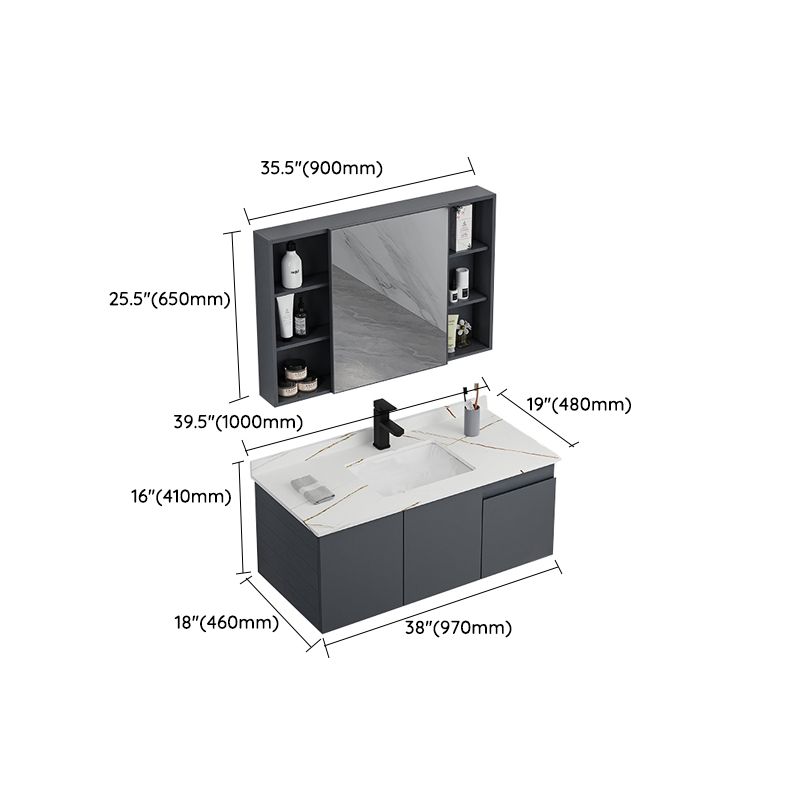 Wall Mounted Bathroom Vanity Modern Metal Vanity Set with Sink Included