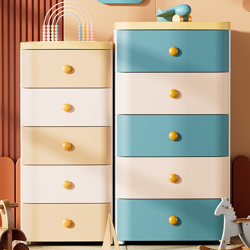 Plastic Kids Nightstand Contemporary Nursery Dresser with 5 Drawers