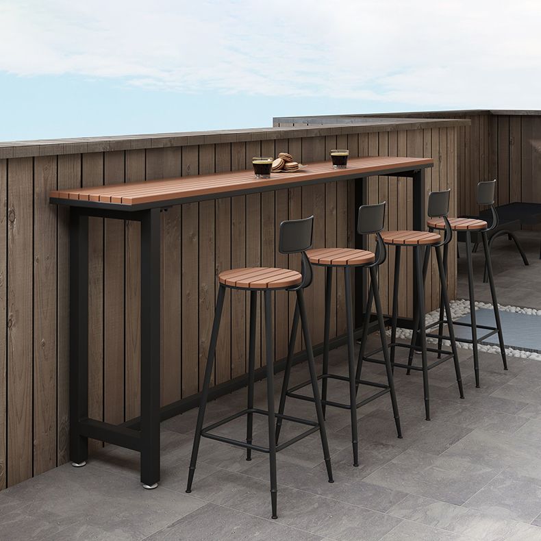 Modern Rectangle Outdoor Patio Bar Table Wood Natural Bistro Bar Height Cocktail Table