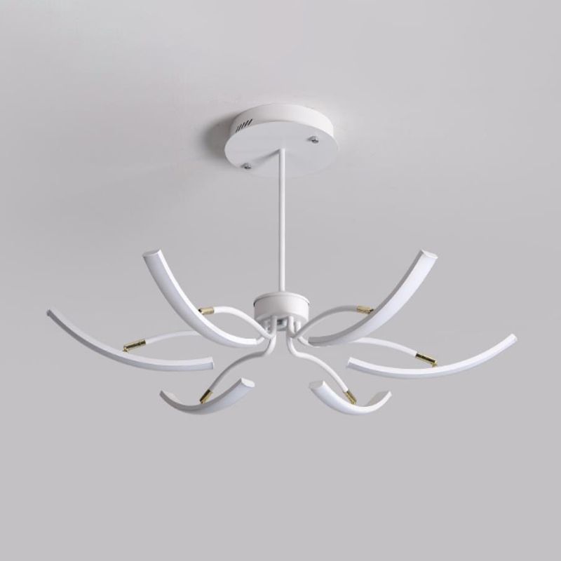 Sputnik Chandelier Light Fixture Simple Acrylic 6/10 Lights White Pendant Light in Warm/White Light