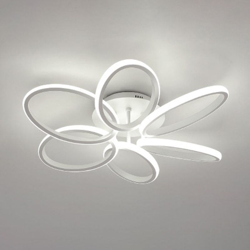 Petaloid Acrylic Shade LED Semi Flush Mount in Modern Simplicity Metal Ceiling Light for Living Room