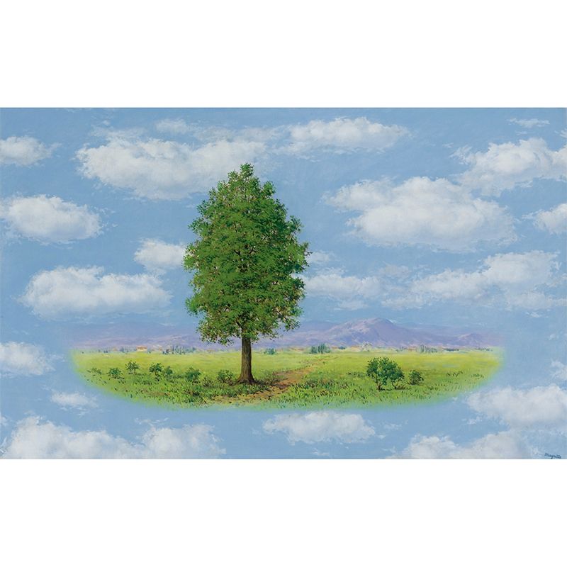 Surreal Floating Grassland Wall Murals Blue and Green Art Painting Wall Decoration