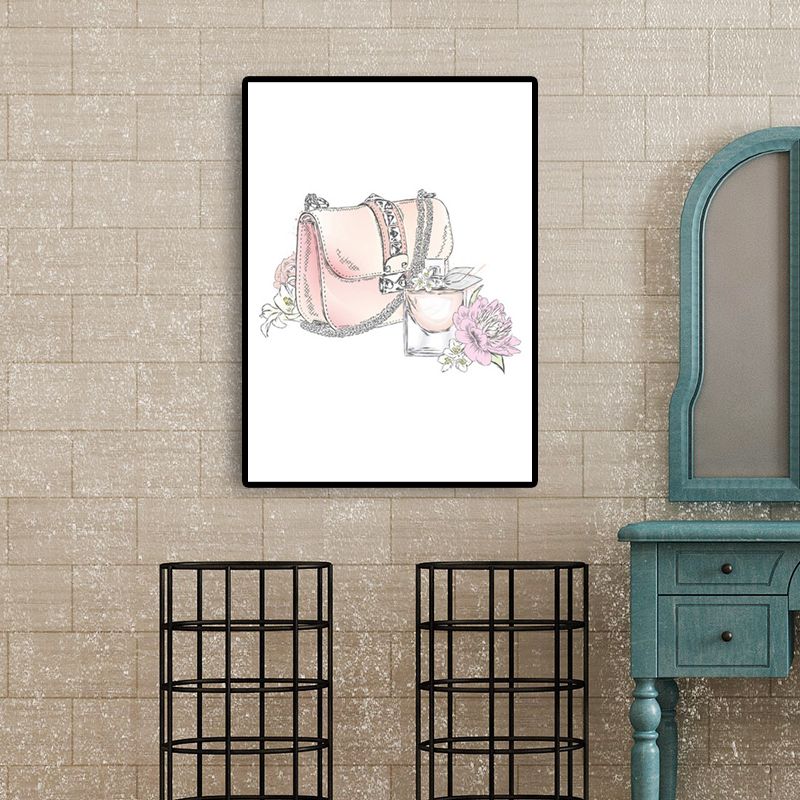 Pink Lady Bag Wrapped Canvas Decorative Victorian for Drawing Room Wall Art Print