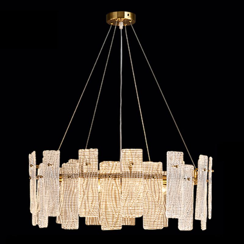 Géométrie de style contemporain Lumières de lustre en verre Lumières en or