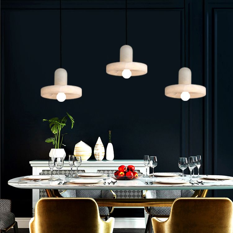 White Hat Shaped Suspension Light Nordic Mica Pendant Ceiling Lamp for Dining Room