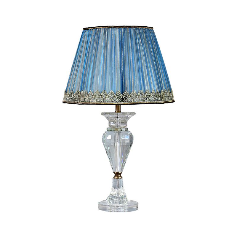 1 Head Urn-Shaped Table Light Contemporary Beveled Crystal Small Desk Lamp in Blue