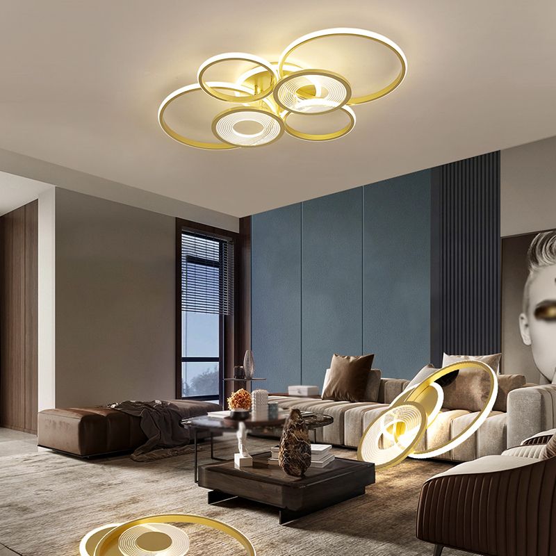 Modern Round Ceiling Mount Light Fixture Metal Multiple-Light Ceiling Light Fixture