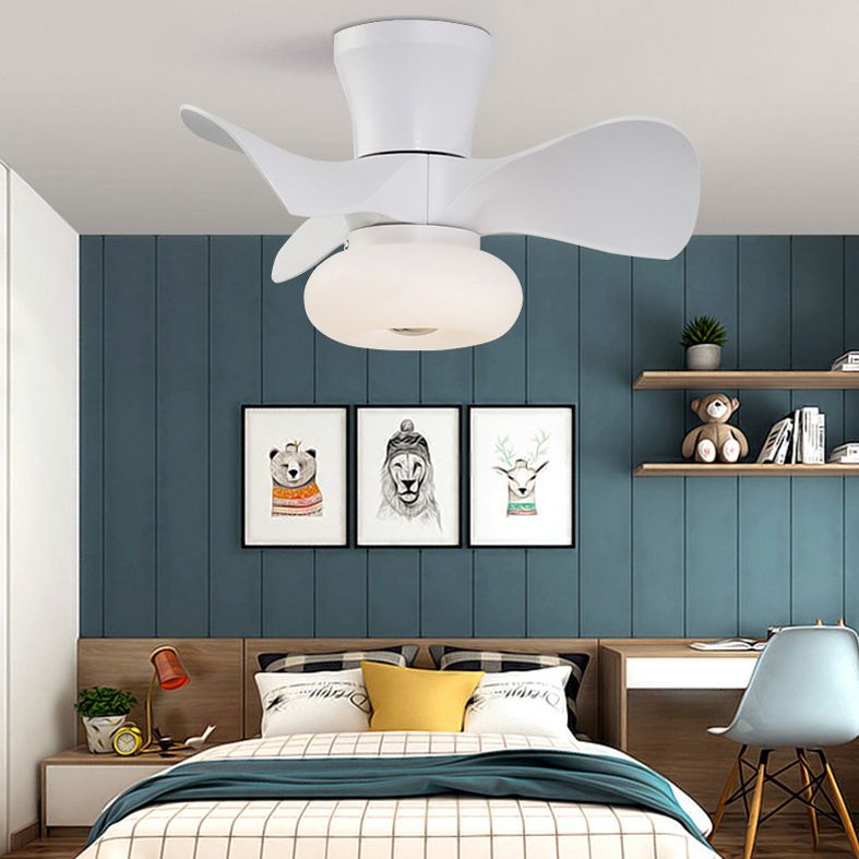 Macaron Round Hanging Fan Light Acrylic Kids Bedroom LED Semi Flush Mount