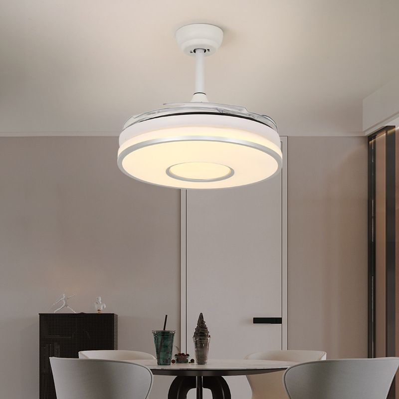 Modern Single White/Golden Ceiling Fan Lamp LED Ceiling Fan Light for Dining Room