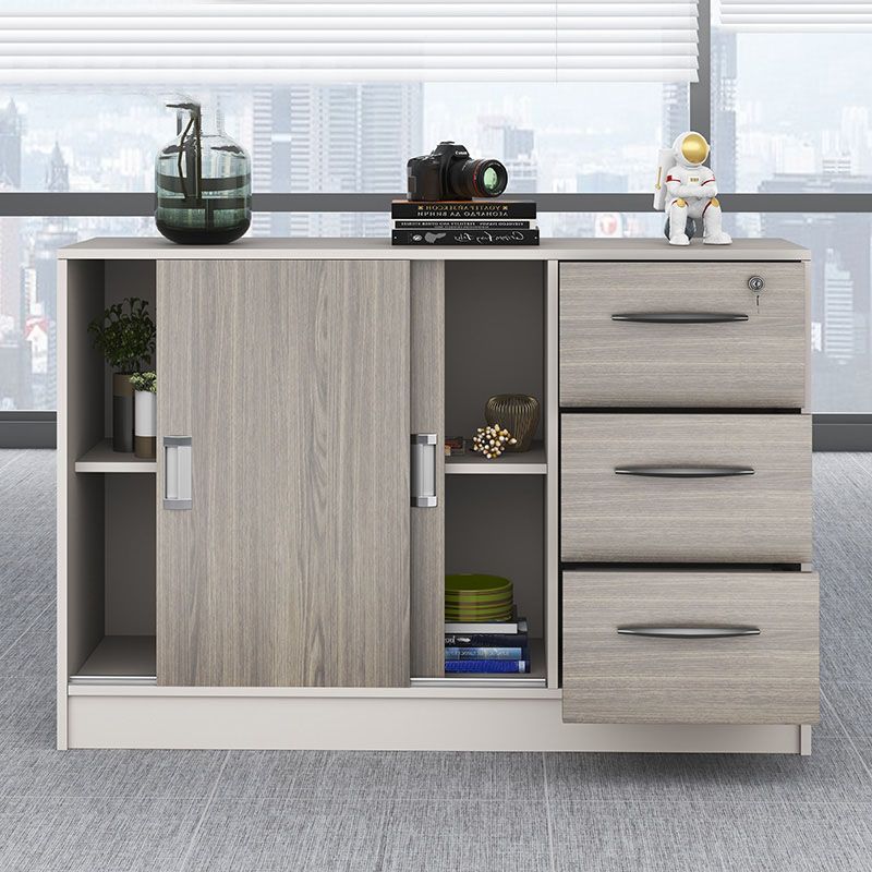 Modern Locking File Cabinet Wood File Cabinet with Storage Shelves