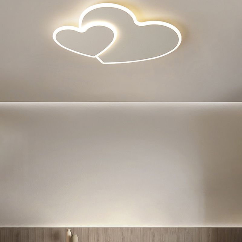 Heart-Shape Flush Mount Modern Style Acrylic 1 Light Flush Light in White