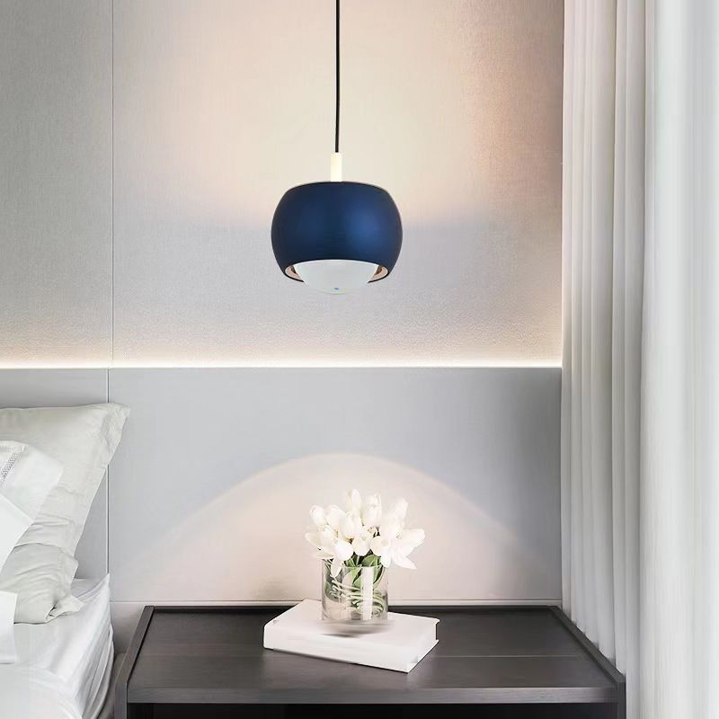 Postmodern Style Aluminum Pendant Light Colorful 4" Wide LED Hanging Pendant for Bedroom