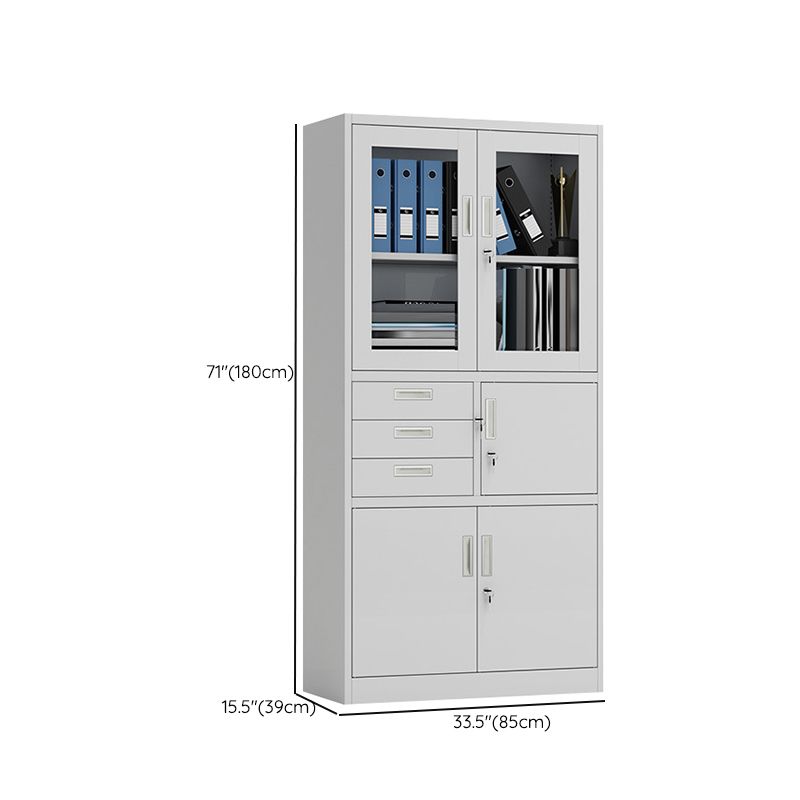 Contemporary Cabinet Glass Vertical Filing Cabinet with Storage Shelves