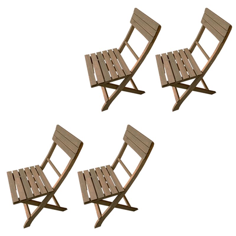 Wood Folding Outdoors Dining Chairs Armless Open Back Side Chair