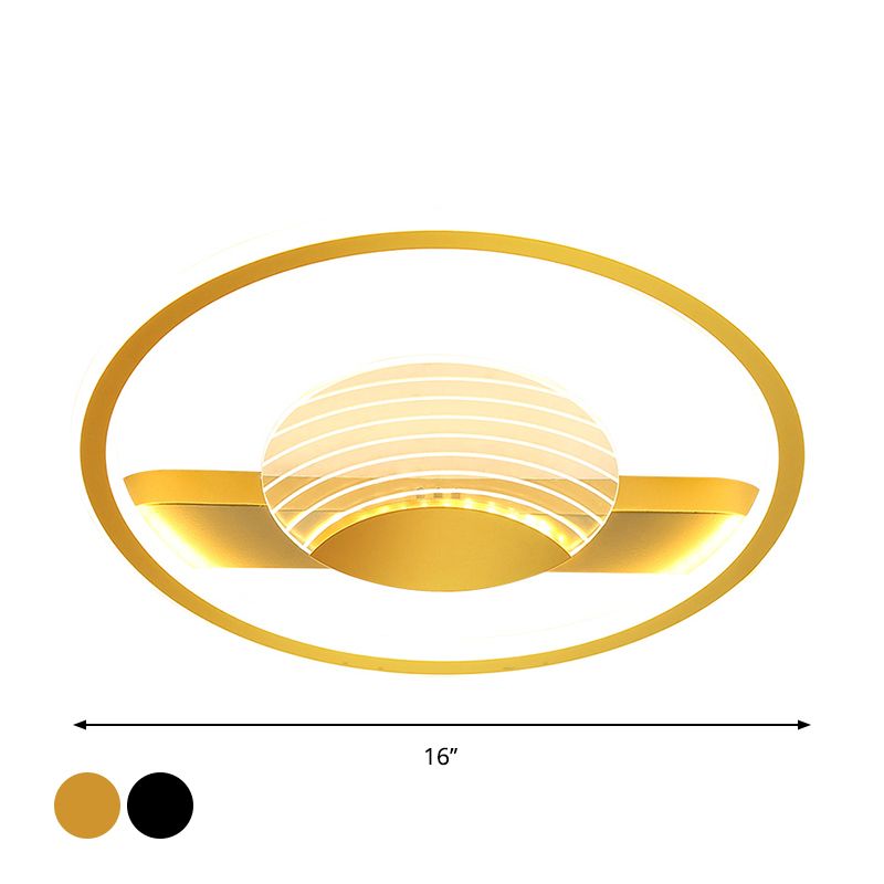 Circulaire acrylique Flush Mount Light Nordic Black / Gold LED Close to Ceiling Lamp for Bedroom