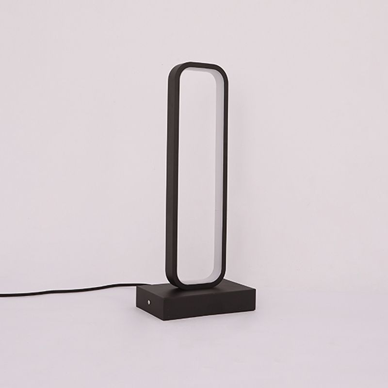 Rectangle 1 Light Table Lamp Contemporary Metal Nightstand Lamps in Black