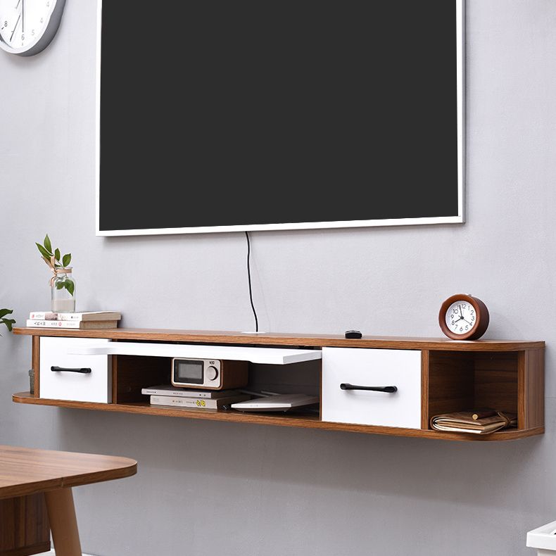 Wall Mounted Floating TV Media Console , Solid Wood Modern TV Console