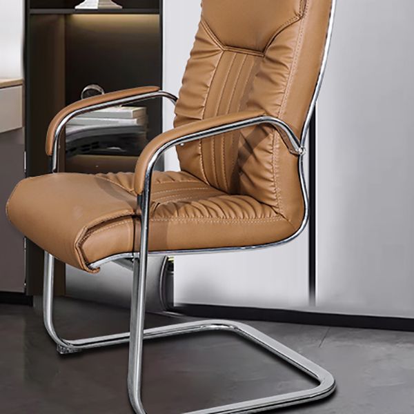 Modern Fixed Arms Office Chair Leather Task Chair for Office