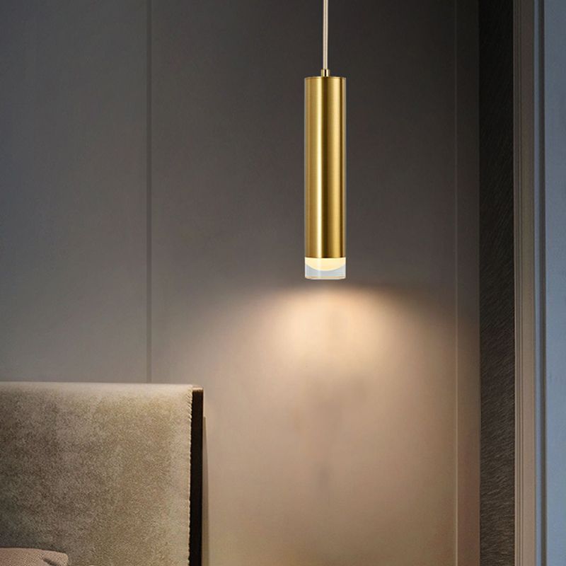 Nordic Style Metal Pendant Light Cylinder Shape Hanging Pendant for Bedroom