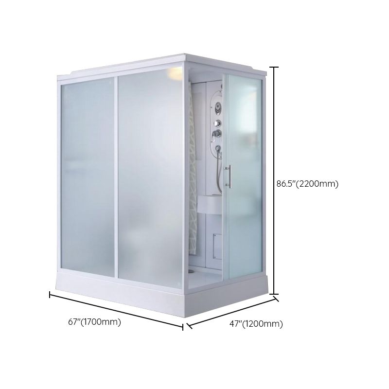 Contemporary Shower Stall Single Sliding Clear Shower Stall in White