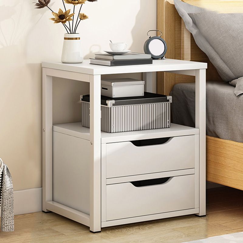 Modern Wooden Night Stand 19.6"Tall Metal Frame Nightstand with Drawer