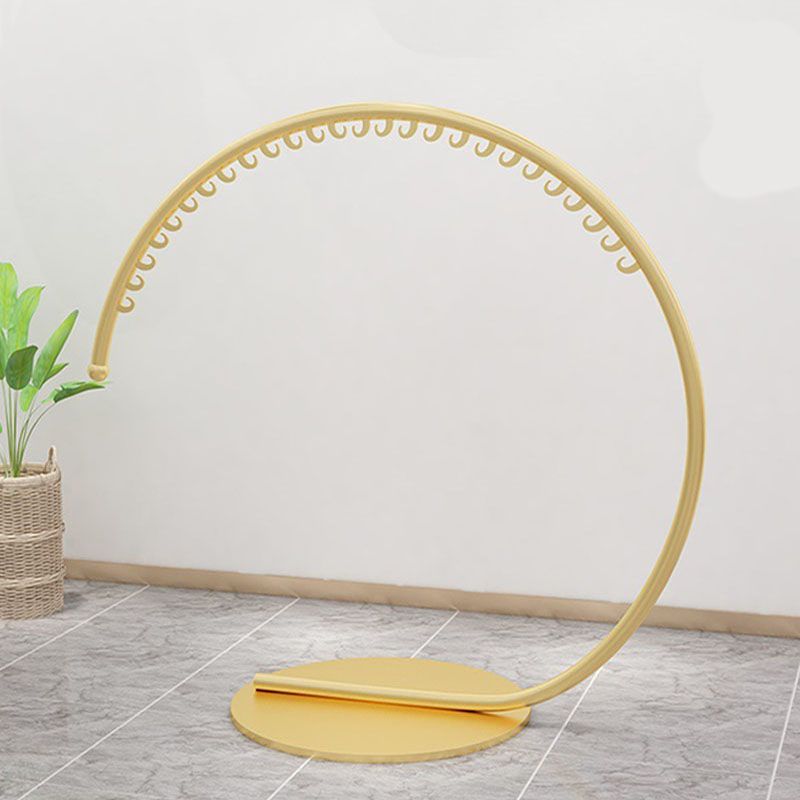 Luxurious Metallic Round Coat Hanger Free Standing Hooks Design Coat Rack