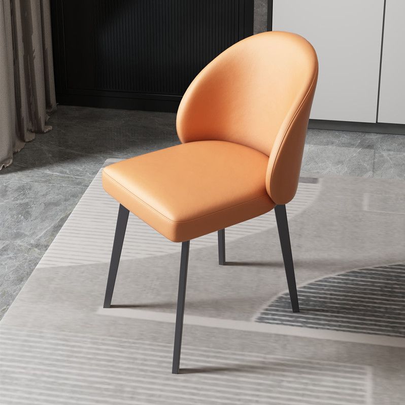 Modern Style Parsons Side Chair Faux Leather Indoor Dining Chair