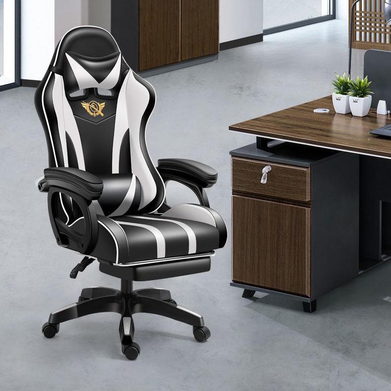 Swivel Gaming Chair with Black Nylon Frame Modern Computer Desk Chair with Wheels