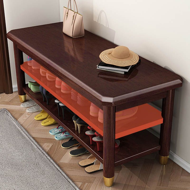 12 inch Width Modern Entryway Bench Wooden Seating Bench with Shelves