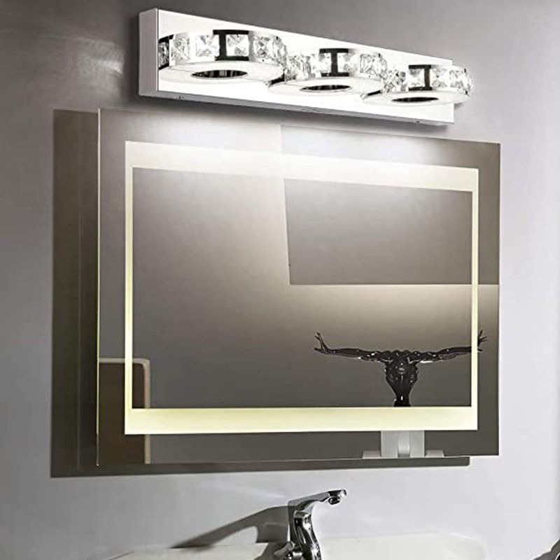 Crystal Bath Vanity Lighting 3/4/5-Light Silver  Light for Bathroom