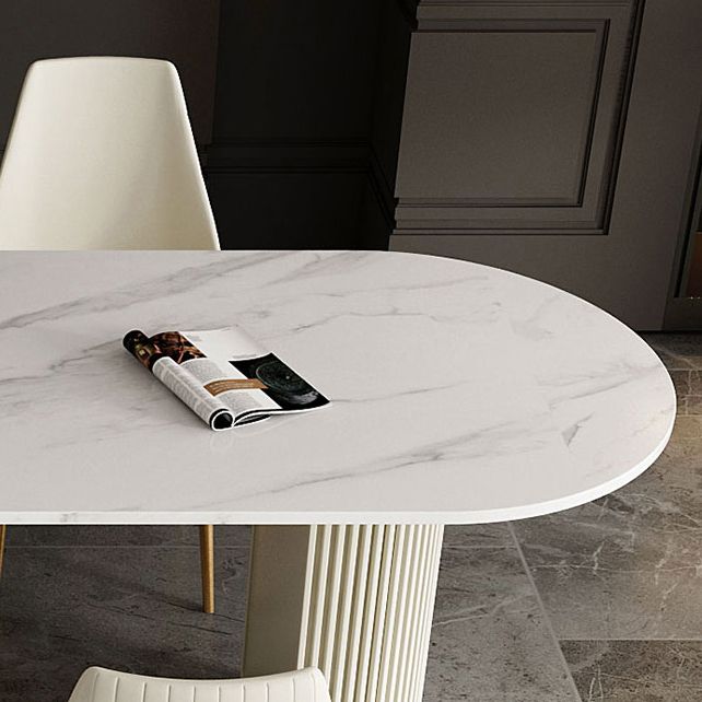 Traditionele luxe eettafel witte sinters stenen tafel voor keuken