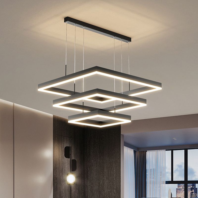 Multi-Layer Chandelier LED Hanging Pendant Light Fixture with Acrylic Shade for Bedroom