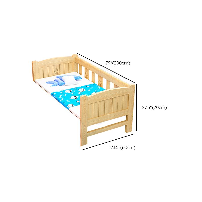 Contemporary Solid Wood Kids Bed Low Open-Frame Standard Bed with Guardrail