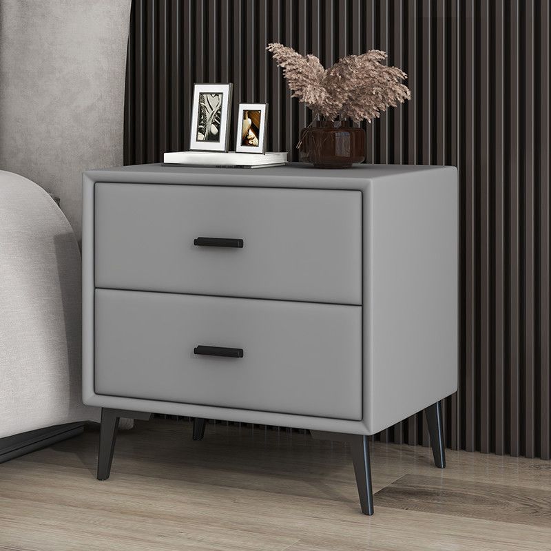 18" H Solid Wood Nightstand Faux Leather Drawer Storage Legs Included Night Table