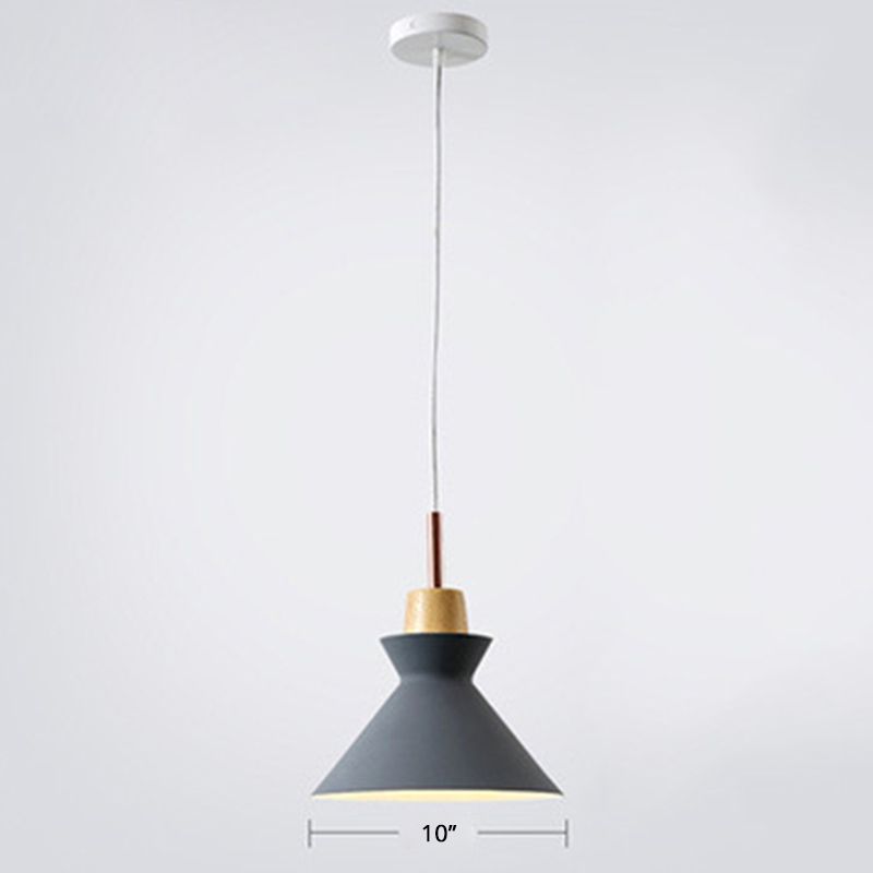 Conical Metal Ceiling Suspension Lamp Nordic Single-Bulb Pendant Light for Dining Room