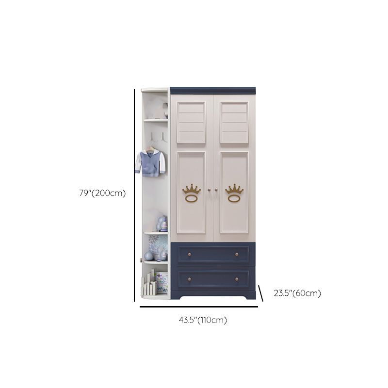 Manufactured Wooden Kids Closet Modern Style Bedroom Wardrobe Closet with Drawers