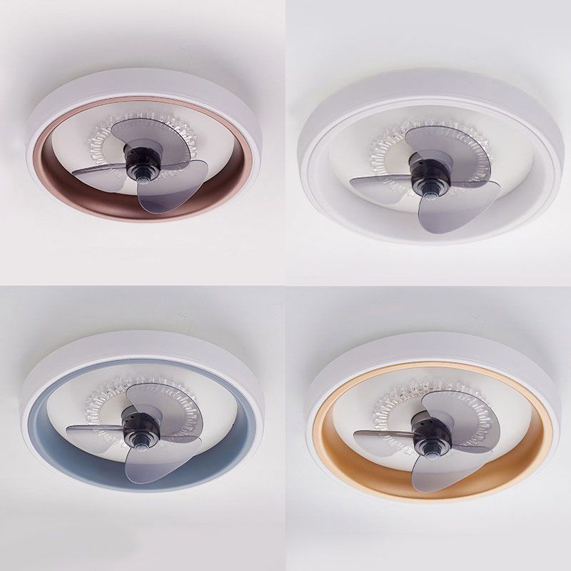 Stylish Circular Fan Light Nordic Acrylic Bedroom LED Semi Flush Mounted Light