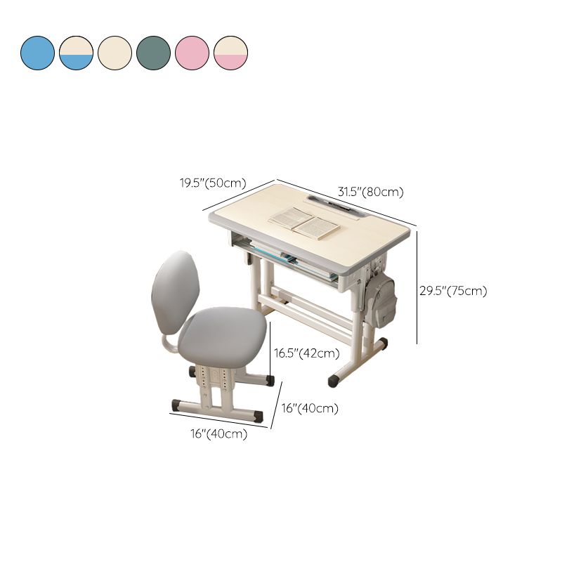 Wooden Ergonomic Writing Desk with 1 Shelf Desk and Chair Set