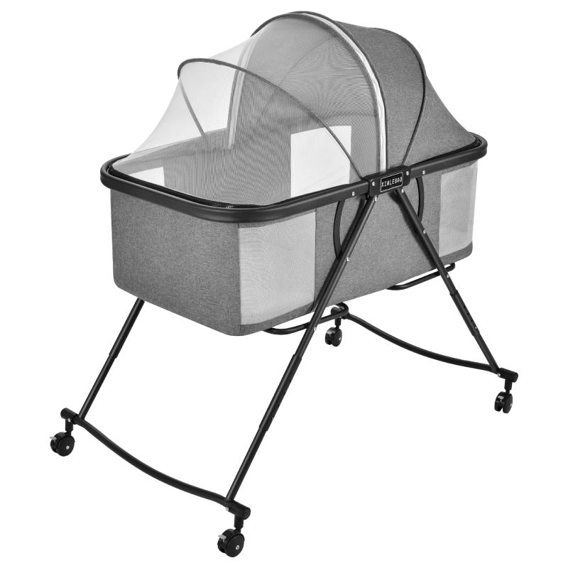 Folding and Rocking Crib Cradle Modern Metal Cradle with Mattress