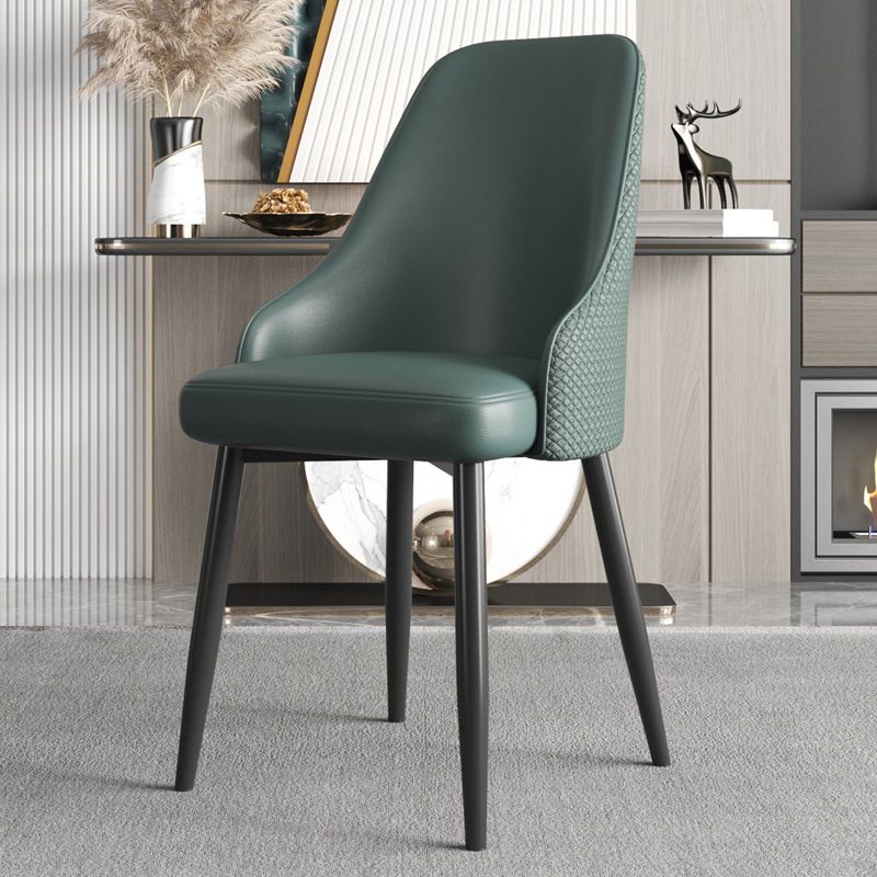 Minimalist Faux Leather Side Chair Arm Solid Back Chairs for Home