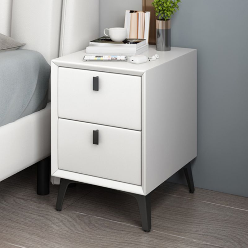 Leather Bedside Cabinet Contemporary Bed Nightstand with Drawers