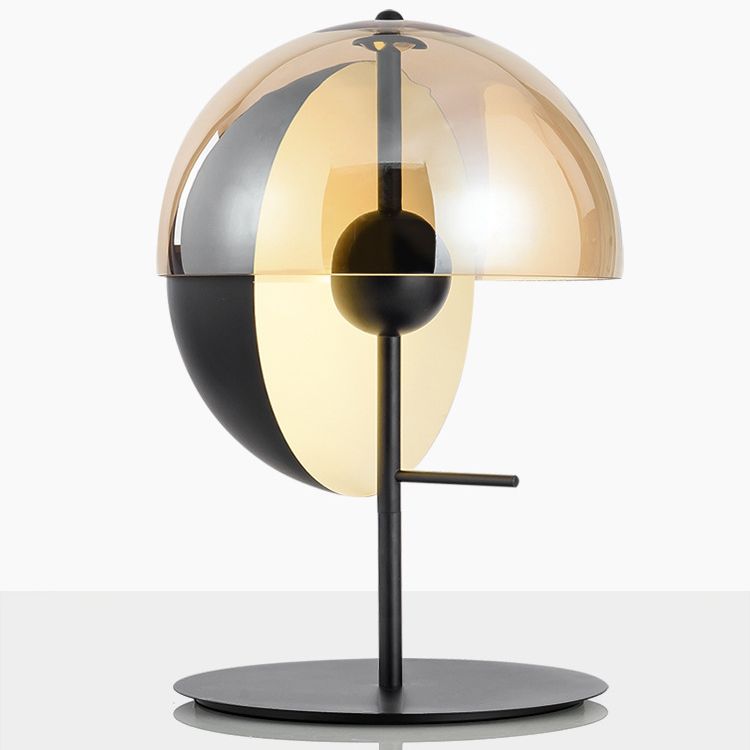 Modern Artistic Hemispheric Table Lamp Lacquered Iron Desk Lamp with Glass Shade