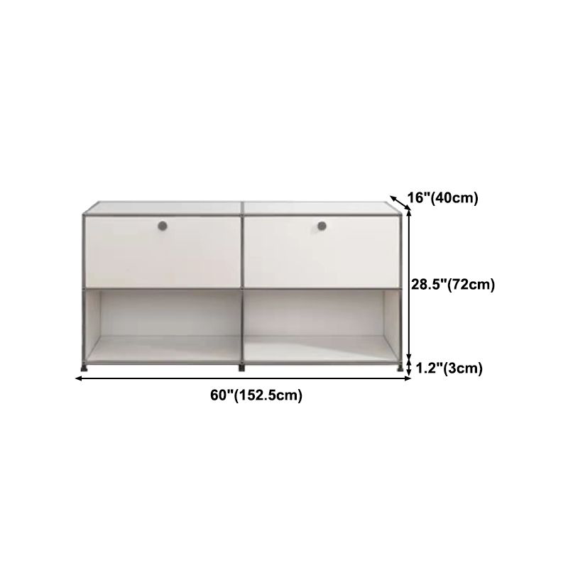 Modern Metal Dining Server with Drawers White Sideboard for Kitchen