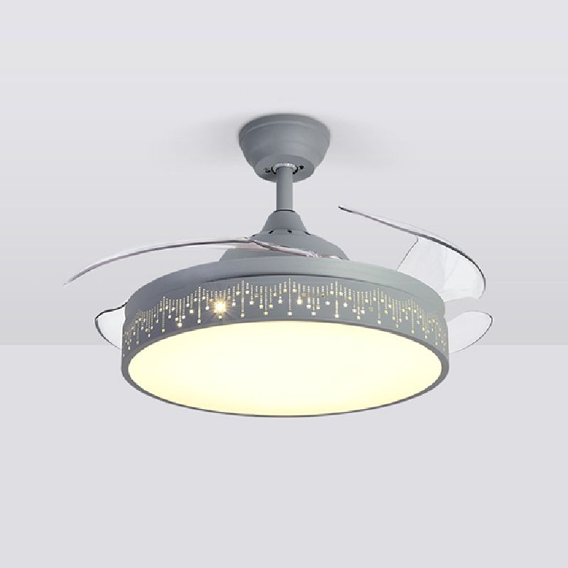 Nordic Style Ceiling Fan Lamp Round Shape LED Ceiling Fan Light for Living Room